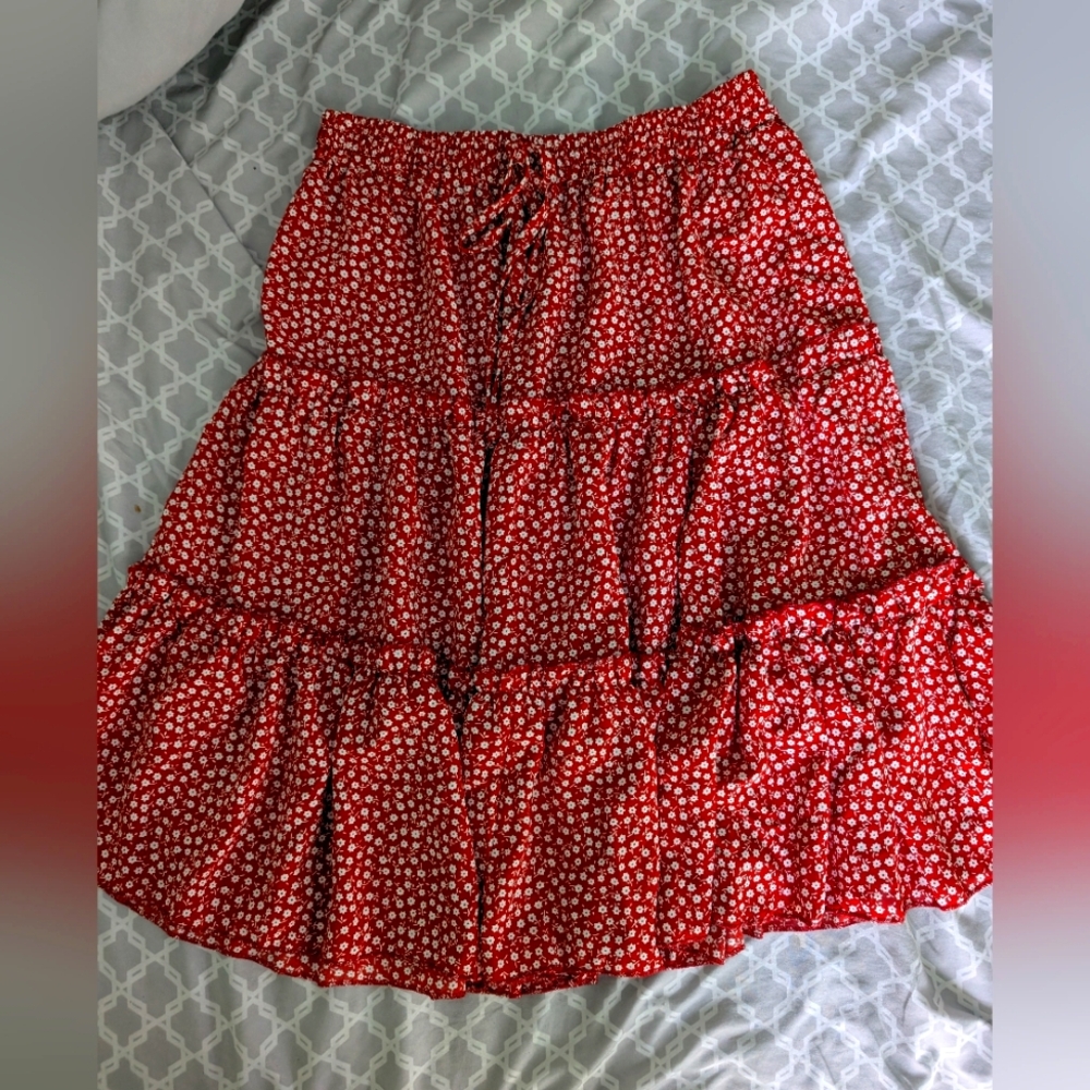 Red Floral Women's Skirt